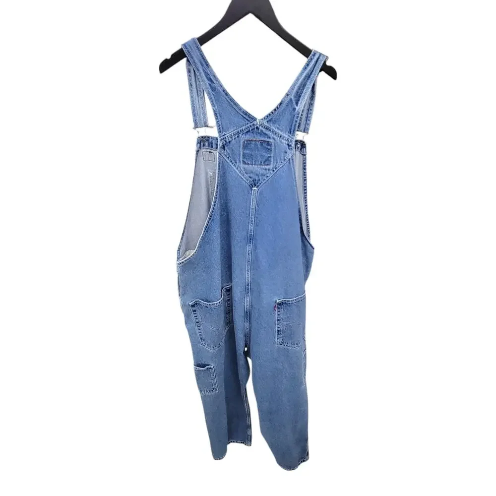 Levi's Blue Denim Bib Overalls Mens 3XL Carpenter Workwear Loose Fit Jeans